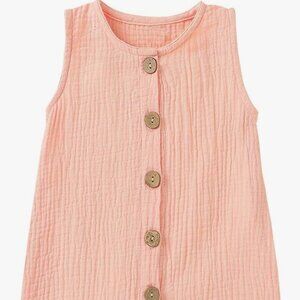 3/$15 Bundle | Baby Cotton Linen Sleeveless Romper - New!